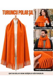 Bigohobi Unisex Polar Şal, Kadın Ve Erkek Kışlık Püsküllü Yumuşak Polar Kumaş Şal Turuncu Bigohobi Unisex Polar Şal, Kadın Ve Erkek Kışlık Püsküllü Yumuşak Polar Kumaş Şal Turuncu