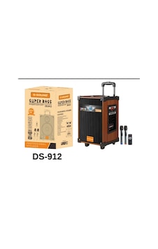 D-sound Ds-912 3 Kanal Taşınabilir Şarjlı Hoparlör + 2 Telsiz Mikrofonlu Saz Gitar Anfisi