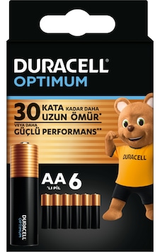Duracell Optimum Aa Alkalin Kalem Pil, 1,5v Lr6 / Mn1500 , 6 Lı Paket Duracell Optimum Aa Alkalin Kalem Pil, 1,5v Lr6 / Mn1500 , 6 Lı Paket