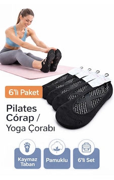 Emre Kadın Pilates Çorabı 6 Lı Set Kaymaz Tabanlı, Pamuklu Yoga & Spor Çorabı Renkli Paket Siyah Emre Kadın Pilates Çorabı 6 Lı Set Kaymaz Tabanlı, Pamuklu Yoga & Spor Çorabı Renkli Paket Siyah