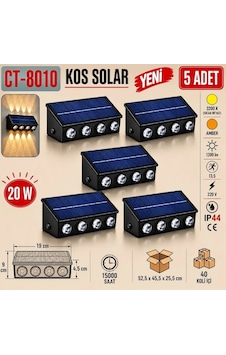 Ct-8010 Kos Solar 20w Led Aplik Dış Mekan Ct-8010 G 5 Adet Yukarı Aşağı Işık Yönü Dahili Led 5 Adet Siyah Ct-8010 Kos Solar 20w Led Aplik Dış Mekan Ct-8010 G 5 Adet Yukarı Aşağı Işık Yönü Dahili Led 5 Adet Siyah