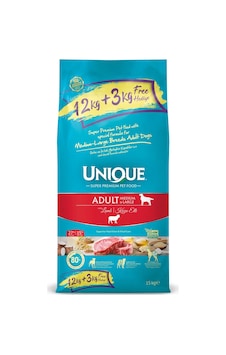 Unique Orta Ve İri Irk Yetişkin Köpek Maması Kuzu Etli 15 Kg 12+3 Kg