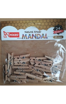 24 Adet Ahşap Mini Mandal Fotoğraf Mandalı