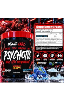 Insane Labz Psychotic Preworkout And Insane Amino Bcaa Recovery Time, Blue Raspberry 35 Servis Aromalı Insane Labz Psychotic Preworkout And Insane Amino Bcaa Recovery Time, Blue Raspberry 35 Servis Aromalı