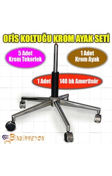 Krom Ofis Koltuğu Seti Lux Ayak Tekerlekler Amortisör BE073Ü Krom Ofis Koltuğu Seti Lux Ayak Tekerlekler Amortisör BE073Ü