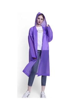 Girift Vintage Unisex Mor Eva Kumaş Kapüşonlu Rüzgar Ve Suya Dayanıklı Yağmurluk