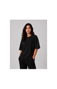 Parshey Oversize Premium Tişört 20/1 Kalın Kumaş, Unisex Street Fit Siyah