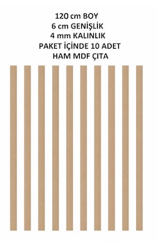 Yeni Ham Mdf İskandinav Çıta 4 Mm Kalınlık X 120 Cm Uzunluk X 6 Cm Genişlik 10 Adet 1