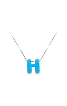 Gümüş Opal Harf Bayan Kolye Gümüş Gümüş Opal Harf Bayan Kolye Gümüş