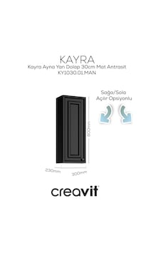 Creavit Kayra Ayna Yan Dolabı 30cm Mat Antrasit Mat Antrasit Creavit Kayra Ayna Yan Dolabı 30cm Mat Antrasit Mat Antrasit