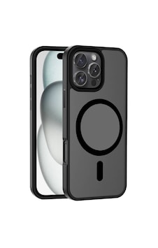 Zore Apple iPhone Uyumlu 16 Pro Max Kılıf M-safe Şarj Özellikli Mat Arka Yüzey Sio Kapak Siyah