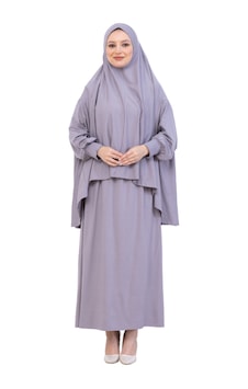 Modish Group İki Parça Namaz Elbisesi Uzun Pamuklu Tesettür Giyim Abaya & Başörtüsü Set Gri Modish Group İki Parça Namaz Elbisesi Uzun Pamuklu Tesettür Giyim Abaya & Başörtüsü Set Gri