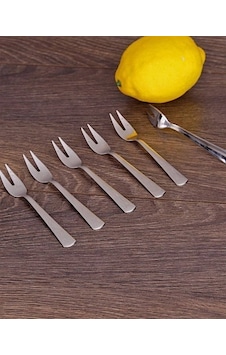 6'Lı Metal Mini Limon Çatalı Gri 6'Lı Metal Mini Limon Çatalı Gri
