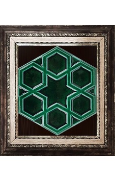 Armada Çini 15X17 Cm Rölyefli Yıldız Yeşil Altıgen Çini Pano