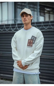 Rkm Ticaret Uzun Kol Bisiklet Yaka Baskılı Sweatshirt - Beyaz Rkm Ticaret Uzun Kol Bisiklet Yaka Baskılı Sweatshirt - Beyaz