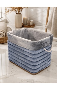 Bambu Peluş Kaplama Çamaşır Sepeti Organizer - Gri-7492 Çok Renkli Bambu Peluş Kaplama Çamaşır Sepeti Organizer - Gri-7492 Çok Renkli