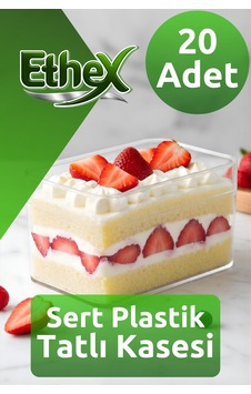 20 Li Plastik Dikdörtgen Kap Kapaklı 300 Cc Kristal Şeffaf Tatlı Yemek Kasesi - 832484793
