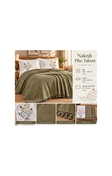 Slc Home %100 Pamuk Çift Kişilik Nakışlı Lüx Pike Takımı 4 Parça Yatak Örtüsü Yeşil - 940022528 Yeşil Slc Home %100 Pamuk Çift Kişilik Nakışlı Lüx Pike Takımı 4 Parça Yatak Örtüsü Yeşil - 940022528 Yeşil