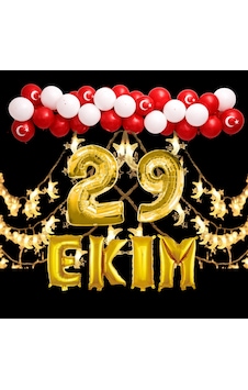 Ay-yıldız Ledli 29 Ekim Cumhuriyet Bayramı Temalı Gold Folyo Rakam Ve Harf Kırmızı Beyaz Ay Yıldız Balonlar Altın - Kırmızı Ay-yıldız Ledli 29 Ekim Cumhuriyet Bayramı Temalı Gold Folyo Rakam Ve Harf Kırmızı Beyaz Ay Yıldız Balonlar Altın - Kırmızı