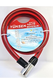 Wetto Çelik Kilit 18x1000 Mm Anahtarlı Bisiklet & Motosiklet Güvenlik Kilidi Kırmızı