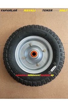 Yaparlar Havalı Teker El Arabası Tekeri 1 Kalite Metal Jant 350x7