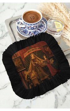Şato Zarafeti Saçaklı Sunum Peçetesi - Gotik Saray Rustik Koyu Siyah Püsküllü Bardak Altlığı Mendil Çok Renkli Şato Zarafeti Saçaklı Sunum Peçetesi - Gotik Saray Rustik Koyu Siyah Püsküllü Bardak Altlığı Mendil Çok Renkli