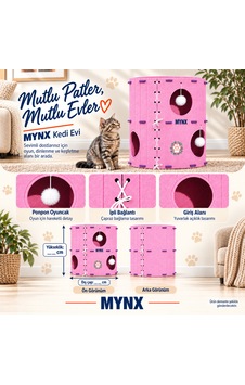 İki Katlı Geniş Keçe Kedi Evi Pembe İki Katlı Geniş Keçe Kedi Evi Pembe