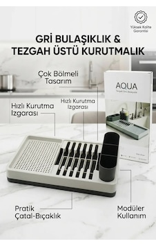 Drenajlı Gri Bulaşıklık Tezgah Üstü Tabak Bardak Kurutma Mutfak Düzenleyici Diğer Drenajlı Gri Bulaşıklık Tezgah Üstü Tabak Bardak Kurutma Mutfak Düzenleyici Diğer