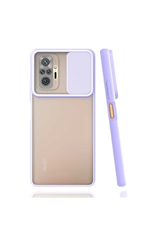 Kilifone - Xiaomi Uyumlu Redmi Note 10 Pro - Kılıf Slayt Sürgülü Arkası Buzlu Lensi Kapak - Lila