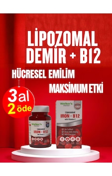 Walker's Vitamins Lipozomal B12 Demir C Vitamini Methylcobalamin Metilkobalamin Krom Pikolinat 30 Enerji Kapsül Walker's Vitamins Lipozomal B12 Demir C Vitamini Methylcobalamin Metilkobalamin Krom Pikolinat 30 Enerji Kapsül