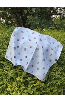 Müslin Örtü 75x85 Ağız Bezi Hediyeli Beyaz - Kırmızı