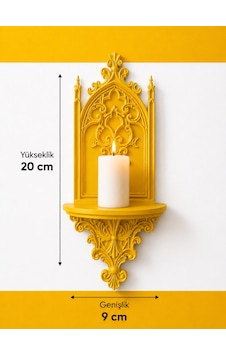 Gotik Katedral Duvar Şamdanlığı Dekoratif Mumluk Duvara Monte Gotik Duvar Dekoru 20x9 Cm Sarı Gotik Katedral Duvar Şamdanlığı Dekoratif Mumluk Duvara Monte Gotik Duvar Dekoru 20x9 Cm Sarı