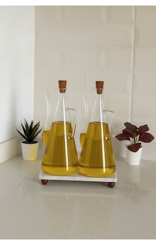 Morponi Mermer Stantlı Borosilikat Cam Glazzy 2'li Yağlık & Sosluk 750 Ml Şeffaf Morponi Mermer Stantlı Borosilikat Cam Glazzy 2'li Yağlık & Sosluk 750 Ml Şeffaf