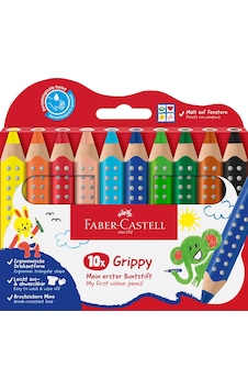 Faber-castell Grippy 110624 Set, 10 Jumbo Renkli Kalem, Küçük Çocuklar İçin, Kolay Yıkanabilir Boya