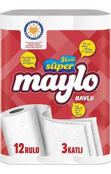 Süper Maylo Kağıt Havlu Üç Katlı 22.7 X 12.5 Cm 75 Yaprak - 12 Adet