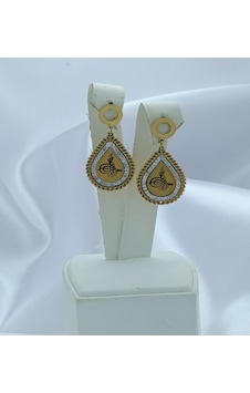Yeni Sezon Paslanmaz Çelik Osmanlı Tuğra'lı Altın Kaplama Küpe Gold