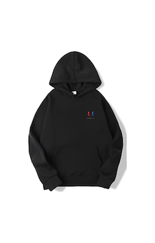 Brz Collection Unisex Oversize Minimal Wake Up. Hoodie Siyah Brz Collection Unisex Oversize Minimal Wake Up. Hoodie Siyah