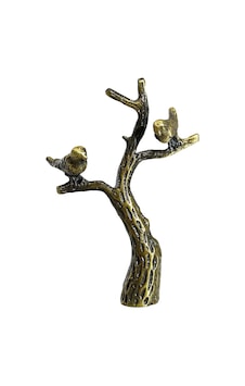 Royal Designs F-5029ab Ağaçtaki Küçük Kuşlar Lamba Tepesi, 19,4 Cm, Antik Pirinç Açık Ahşap