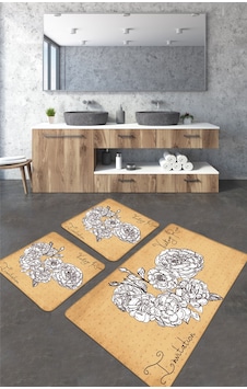 Vintage Roses 3 Lü Set Djt Banyo Halısı Kaymaz Tabanlı Klozet Takımı Paspas Seti Bej Vintage Roses 3 Lü Set Djt Banyo Halısı Kaymaz Tabanlı Klozet Takımı Paspas Seti Bej