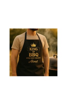 King Of Bbq Ateşi Ben Yakarım İsme Özel Siyah Mutfak Önlüğü Siyah King Of Bbq Ateşi Ben Yakarım İsme Özel Siyah Mutfak Önlüğü Siyah