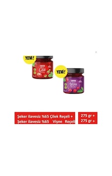 Şeker İlavesiz Çilek Vişne Reçeli Ekstra Geleneksel 2 Adet X 275 Gr Şeker İlavesiz Çilek Vişne Reçeli Ekstra Geleneksel 2 Adet X 275 Gr