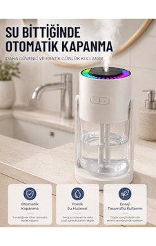 Gece Lambası Led Işıklı Hava Nemlendirme Cihazı Şeffaf Su Hazneli Sessiz Masaüstü Nemlendirici Gece Lambası Led Işıklı Hava Nemlendirme Cihazı Şeffaf Su Hazneli Sessiz Masaüstü Nemlendirici