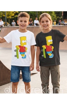 Bart Simpson Kaykaylı Çocuk Dtf Transfer Baskı Bart Simpson Kaykaylı Çocuk Dtf Transfer Baskı