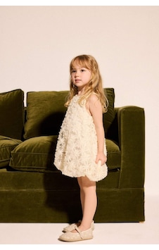 Defacto Floral Kolsuz Dantel Elbise Kız Bebek H6022a526smer105 Ekru-er105