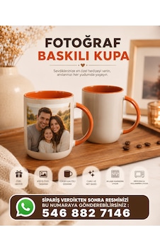 Kişiye Özel Fotoğraf Baskılı İçi Ve Kulplu Renkli Kupa Bardak-kırmızı/turuncu/lacivert Seçenekli Beyaz - Turuncu Kişiye Özel Fotoğraf Baskılı İçi Ve Kulplu Renkli Kupa Bardak-kırmızı/turuncu/lacivert Seçenekli Beyaz - Turuncu