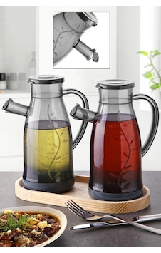 Bayev Olivia Bambu Standlı Yağdanlık Set 2'li - 700 ML Bayev Olivia Bambu Standlı Yağdanlık Set 2'li - 700 ML