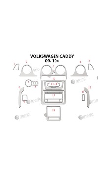 Volkswagen Caddy Torpido Kaplama 2010 18 Parça Alüminyum
