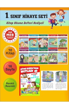 1.sınıflar İçin Okumayı Sevdiren 10 Lu Hikaye Seti 8 Kitap Okuma Defteri Hediyeli