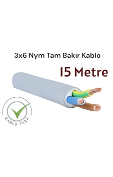 Kablo Türk 3x6 Nym Tam Bakır Kablo 15 Metre Kablo Türk 3x6 Nym Tam Bakır Kablo 15 Metre