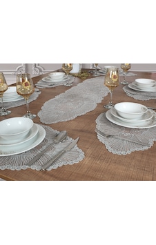 Amerikan Servis Supla ve Runner Seti 6 Kişilik Set Venice Gri Çok Renkli Amerikan Servis Supla ve Runner Seti 6 Kişilik Set Venice Gri Çok Renkli